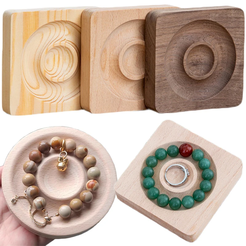 Solid Wood Jewelry Tray Designer Bracelates Rings Holder Display Plate Case Crafts Gifts Organizer Beads Showcase Natural Board