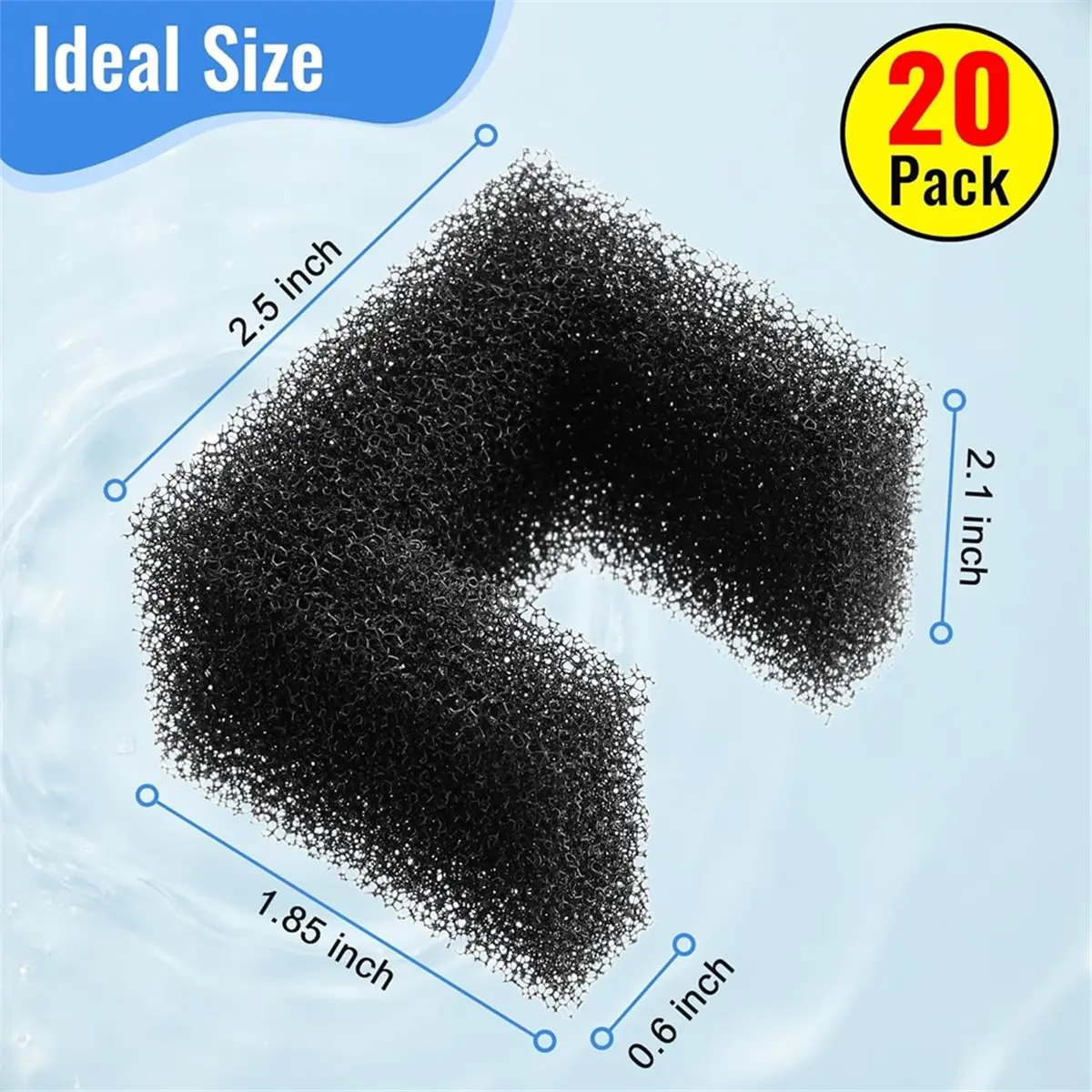 20 Pack Foam Filters Replacement for Pet Fountains Compatible for 64oz & 140oz, for Debris Removal
