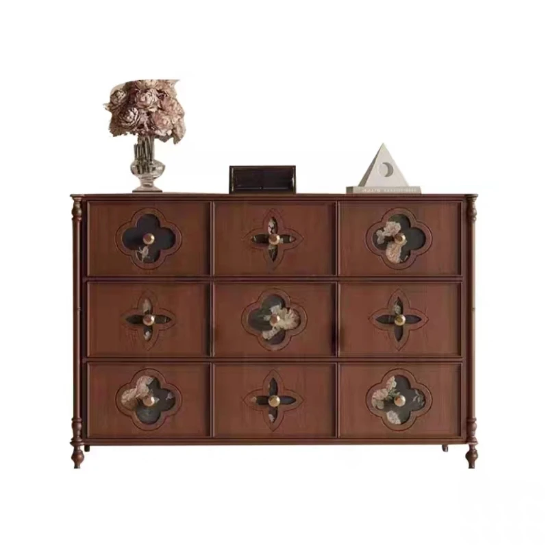 

French retro solid wood entrance cabinet nine che st cabi net modern simple lo cker