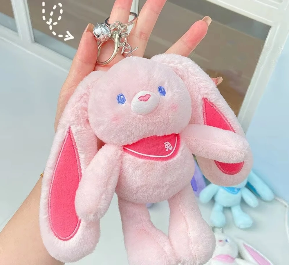 Милый кролик, плюшевая игрушка, брелок с ушками, растягивающийся телескопический брелок случайного цвета с колокольчиком, детский подарок