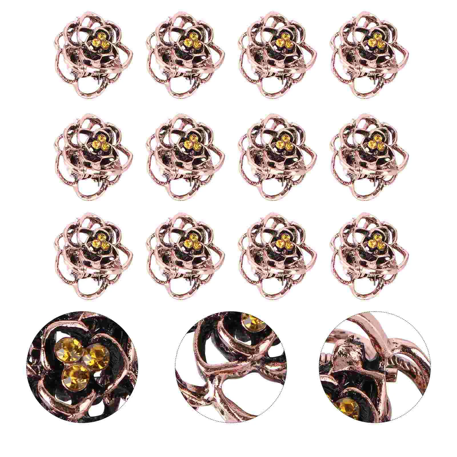 

12pcs Vintage Hair Claw Hollowed-out Rose Mini Trumpet Hair Claw Jaw Clip Hair Pin women claw clips claw clamp