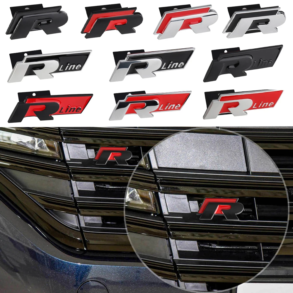 Car Styling Metal Auto Front Grille Emblem Stickers Decoration For Volkswagen VW GTI Golf Polo Tiguan GTD Passat R line Scirocco