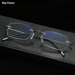 Ultralight Memory Rimless Reading Glasses Men Women Blue Light Blocking Presbyopic Eyeglasses Hyperopia Eyewear +1.0 to +3.5