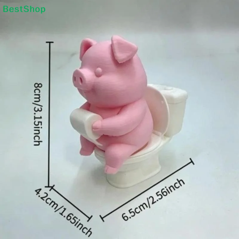 〔Z〕3D Printed Cute Pig Figurine Toilet Sitting Tissue Holding Design Perfect Bathroom Decor Funny Unique Gift