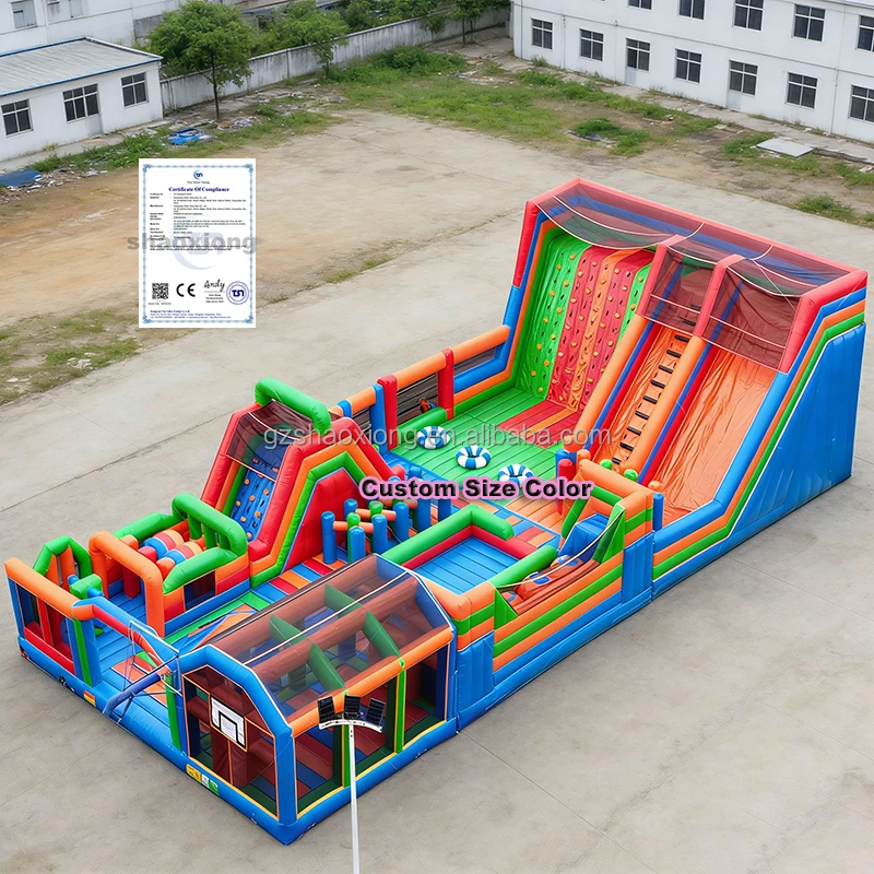 Commercial Outdoor Inflatable Funny Amusement Bouncer Playground for Kids Inflatable Park with Obstacle Course Slide Combo