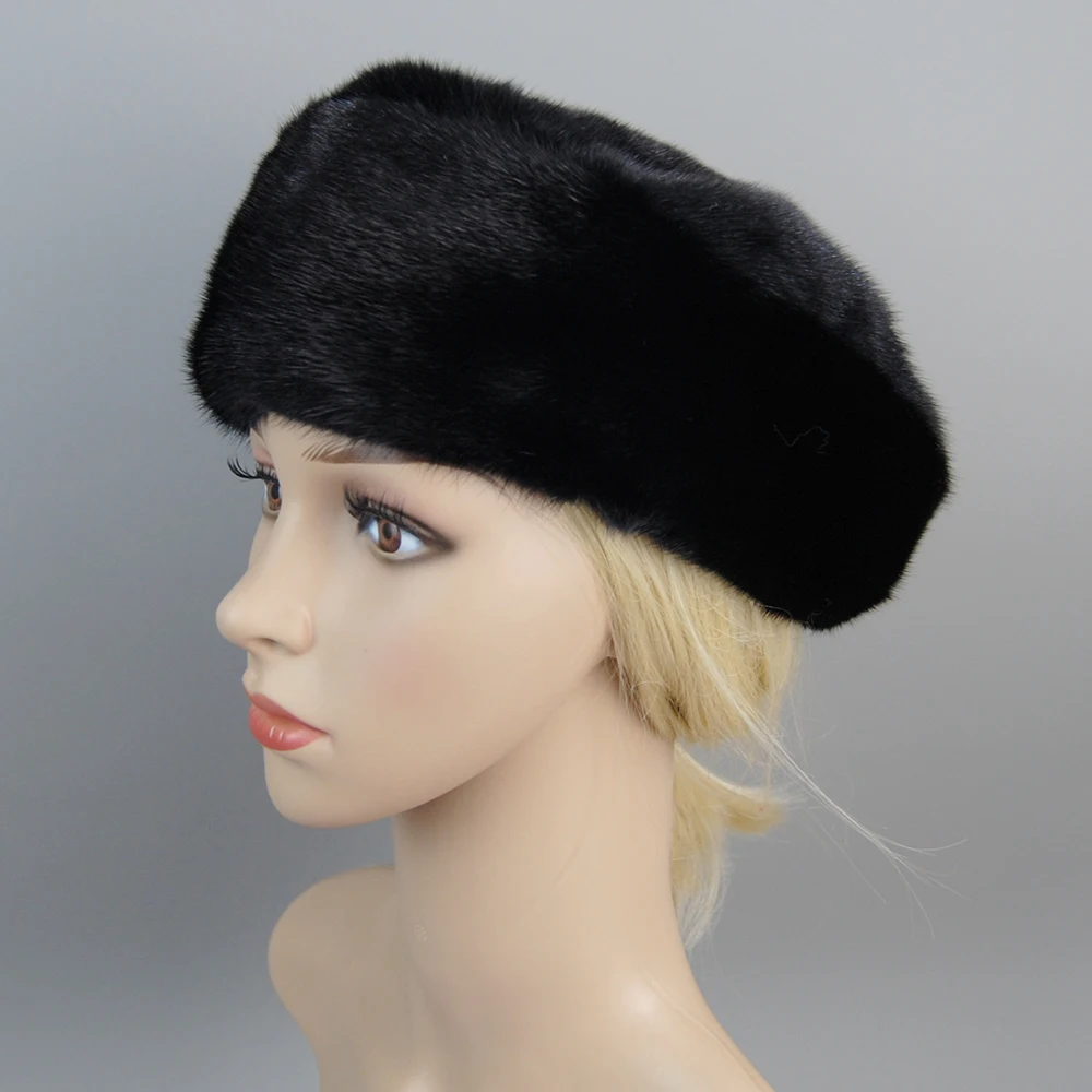 Hot Sale Luxury Women Real Natural Mink Fur Hat Beanies Real Fur Berets Fashion Winter Warm Women Knit Caps Mink Hats Berets