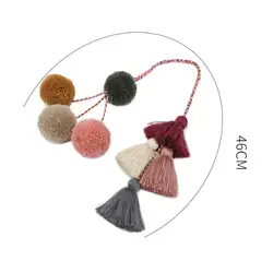 Women Bohemia Colorful Pompom Ball Tassel Pendant Keychain Handbag Ornament