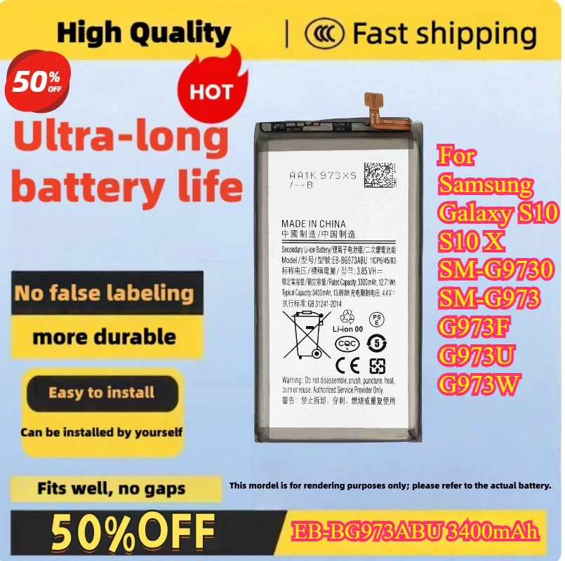 

EB-BG973ABU 3400mAh Battery For Samsung Galaxy S10 S10 X SM-G9730 SM-G973 G973F G973U G973W Mobile Phone