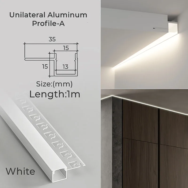 ksdligh 1 m versenkter LED-Aluminium-Profil-Kanalhalter für den Innenbereich, Zuhause, Decke, Wand, Hintergrundbeleuchtung, Bar, lineares Licht, indirekte Dekorbeleuchtung 7