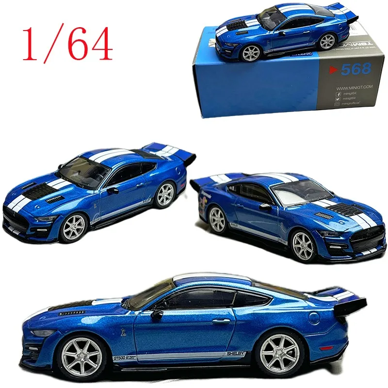 

Diecast 1/64 Scale TSM MINI GT #568 Ford Mustang Shelby GT500 Blue‌ Alloy Car Model Toys for Boys Gift