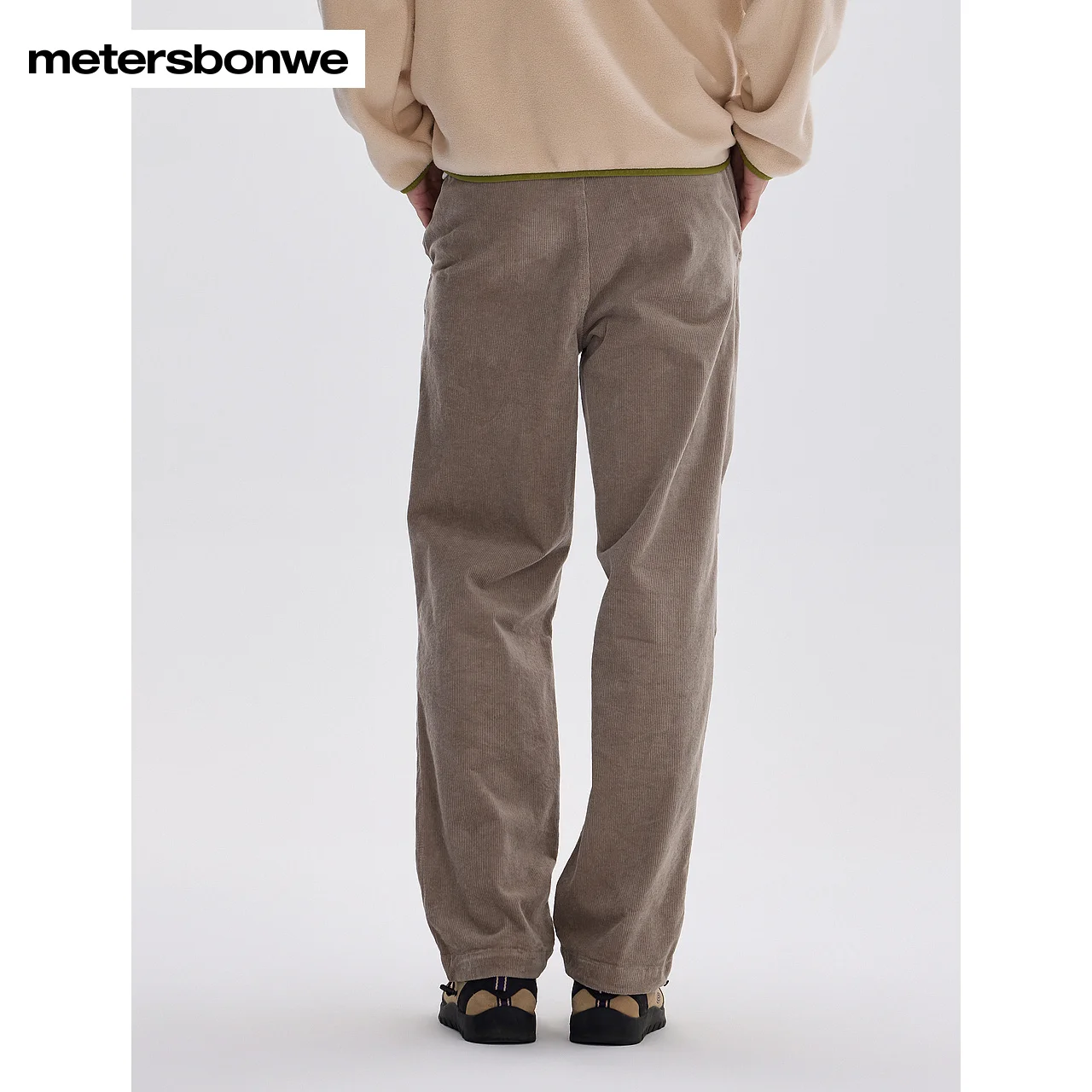 Metersbonwe-calças cargo quentes de veludo grosso masculino, calças paraquedista, borda do pé com corda elástica, duas maneiras de usar ao ar livre e inverno