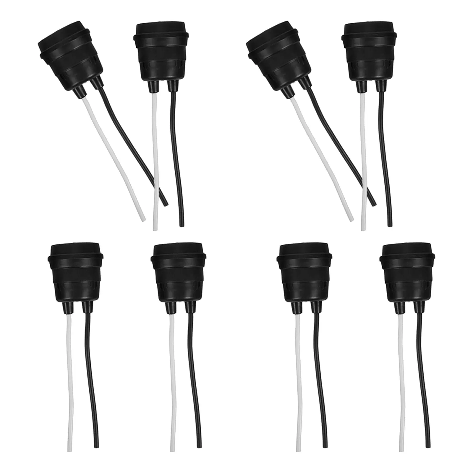 

8Pcs Black Waterproof Lamp Holder Socket E27 Screw Outdoor Garden Bathroom Kitchen Light Socket Replacement Lamp Fitting Parts