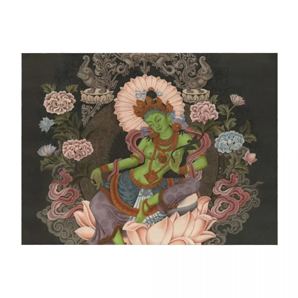 

Green Tara Buddhist Thangka Jetsun Dolma Throw Blanket Winter beds Furrys Stuffeds Plush Blankets