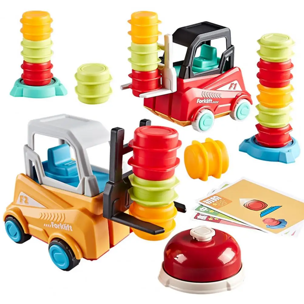 

Kids Forklift Toy Educational Forklift Toy Set with Bell Cards Oil Stack Transport Match Game Construction for Boys