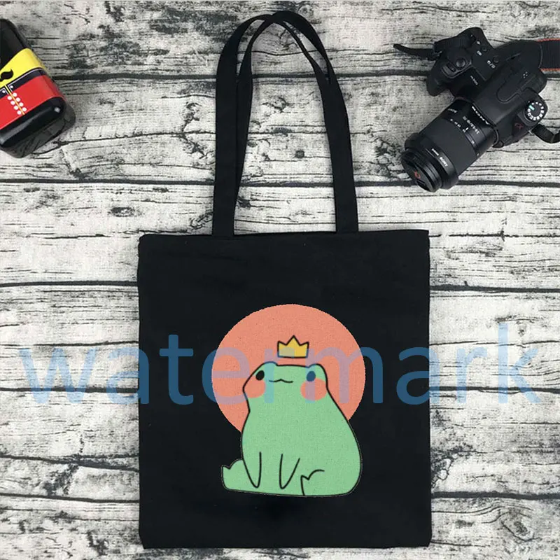Cute Frog Tote Bag Various Designs Illustration Digital Art Hand Drawn Reusable Bag Bag for Life Anime Tote Bag Canvas Bag
