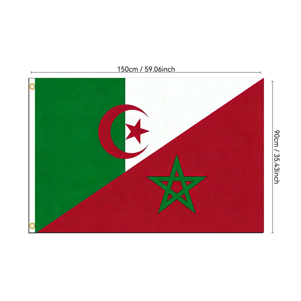 Algeria Morocco Flag Friendship Flag 2x3ft 3x5ft Polyester Banner Decoration for Home Garden Outdoor Indoor Celebrations