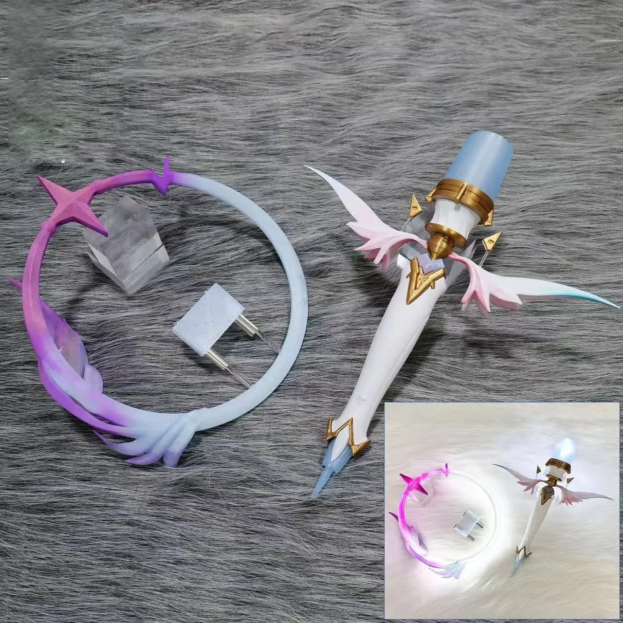 Aemeth Cos Glowing Microphone Headpiece and Halo Role Play Prop Game Wuthering Waves Cosplay Prop Halloween Party Accessories