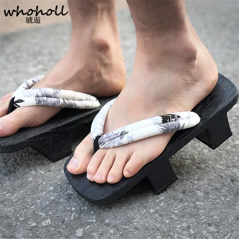 WHOHOLL Original Geta Mann Frauen Japanischen Kimono Clogs Cosplay Kostüme Holz Schuhe Flip-Flops Plattform Zwei-zähne Hausschuhe