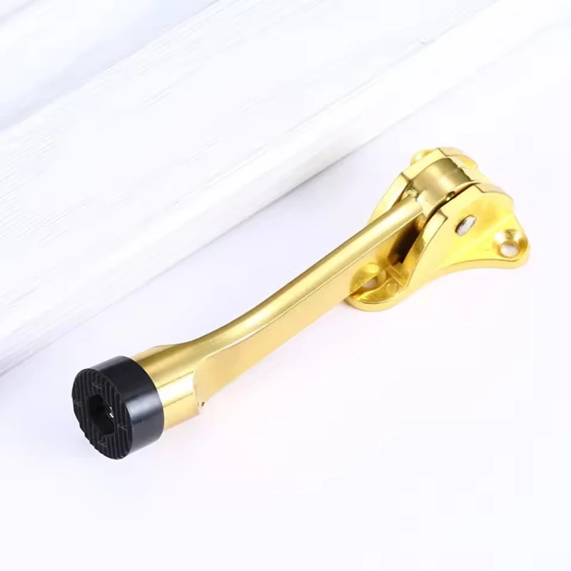 Afbeelding 7: 1 Pc Deurstopper Mute Zinklegering Voetbediende Hendel Deur Stopt Antislip Zachte Rubberen Voet Deur houder Hardware