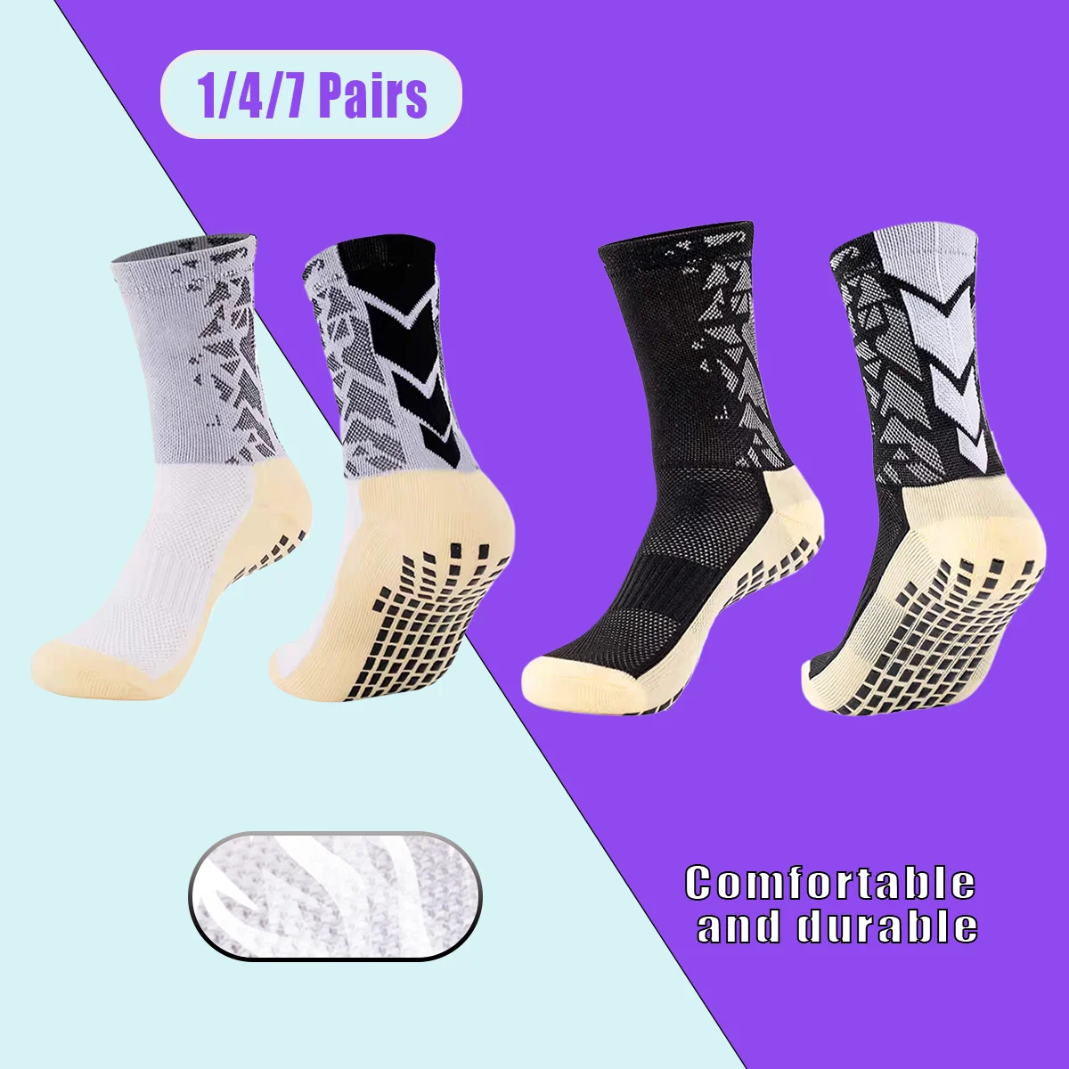 

1/4/7 пар мужских и женских спортивных носков с нескользящей ручкой, дышащие противоударные носки с полотенцесушителем для футбола, бега, спортивных упражнений