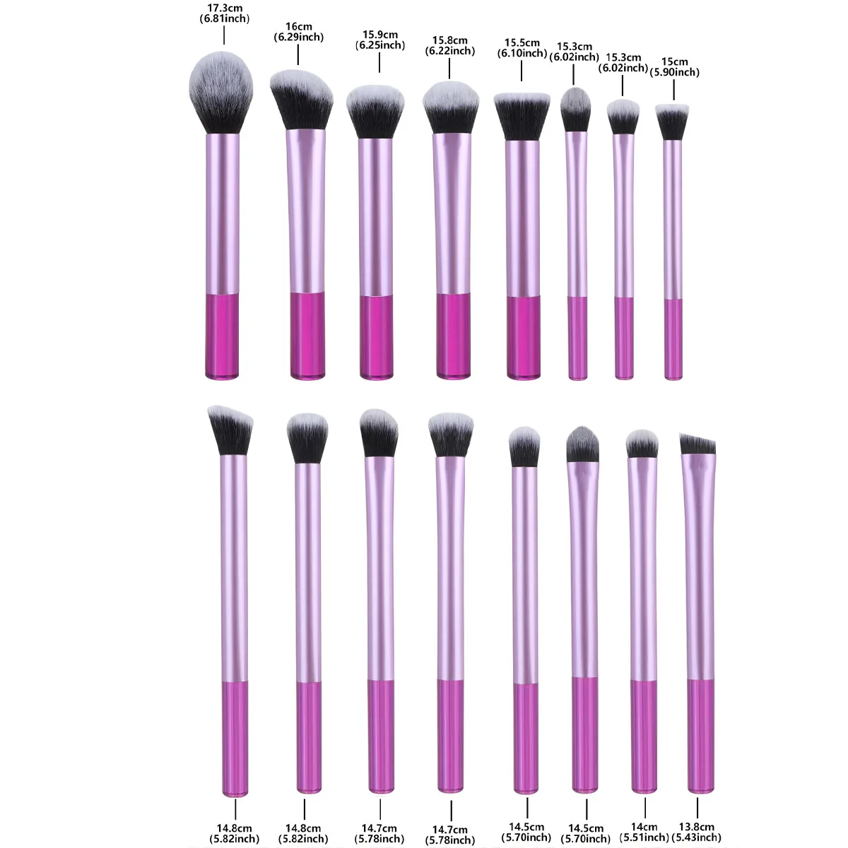 16 個プロメイクブラシダブルエンドファンデーションコンシーラーブラッシュアイシャドウブラシ液体クリームパウダーブレンド用