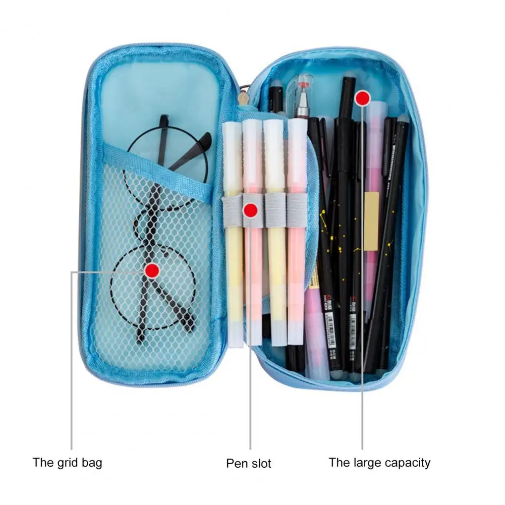 Stationery Box Large Capacity Solid Color Oxford Cloth Triangular Pattern Pencil Bag Student Prize