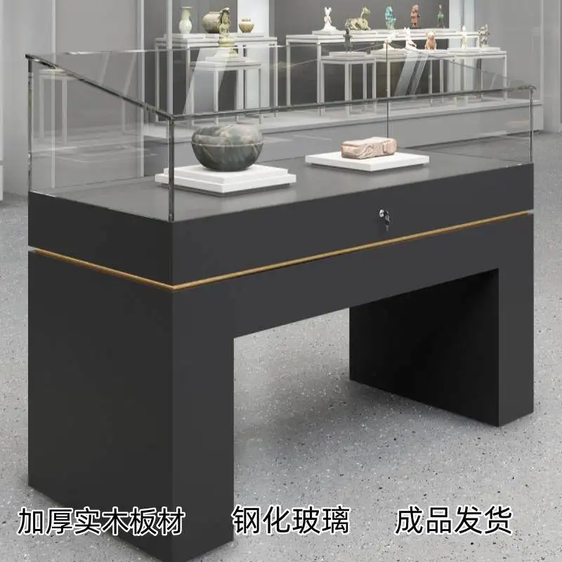 Solid wood jewelry display cabinet Mobile phone glasses jewelry display cabinet Figure museum cultural relics display cabinet