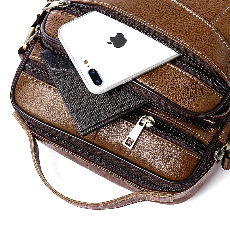 New Vintage MEN\'S cow leather shoulder bag male crossbody casual bag for men