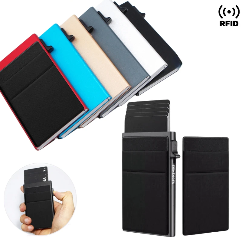 Rfid Smart Wallet Card Holder Metal Thin Slim Men Women Wallets Pop Up Minimalist Wallet Small Black Purse Vallet Wallets for Men