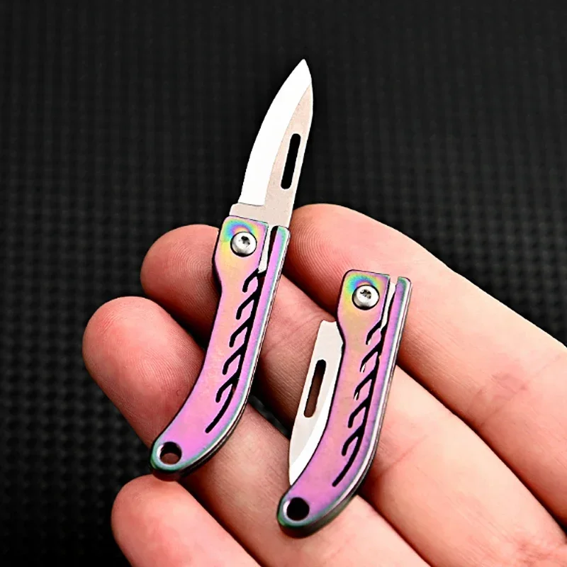 Mini Titanium Alloy Open Box Folding Knife Outdoor Camping Mini Pocket Knife EDC Portable High Hardness Open Box Sharp Knife