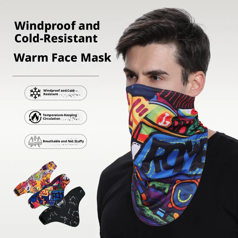 Autumn Winter Outdoor Sports Warm Face Mask Fleece Lining Ear Neck Protection Multi Functional Adjustable Straps Windproof Breat