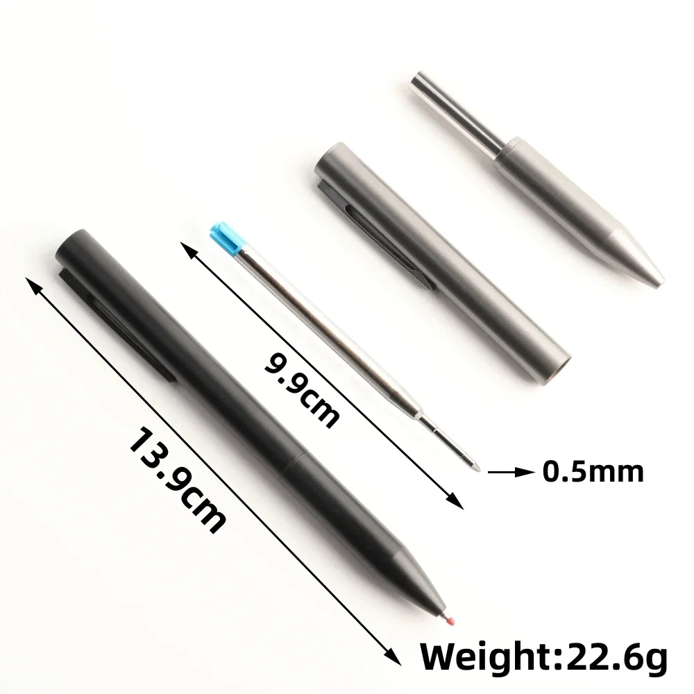 Metal Ballpoint Pen Retractable Signature Pen Crest Style Metal Housing Black Blue Ink Medium Point 0.7mm Color Black Grey