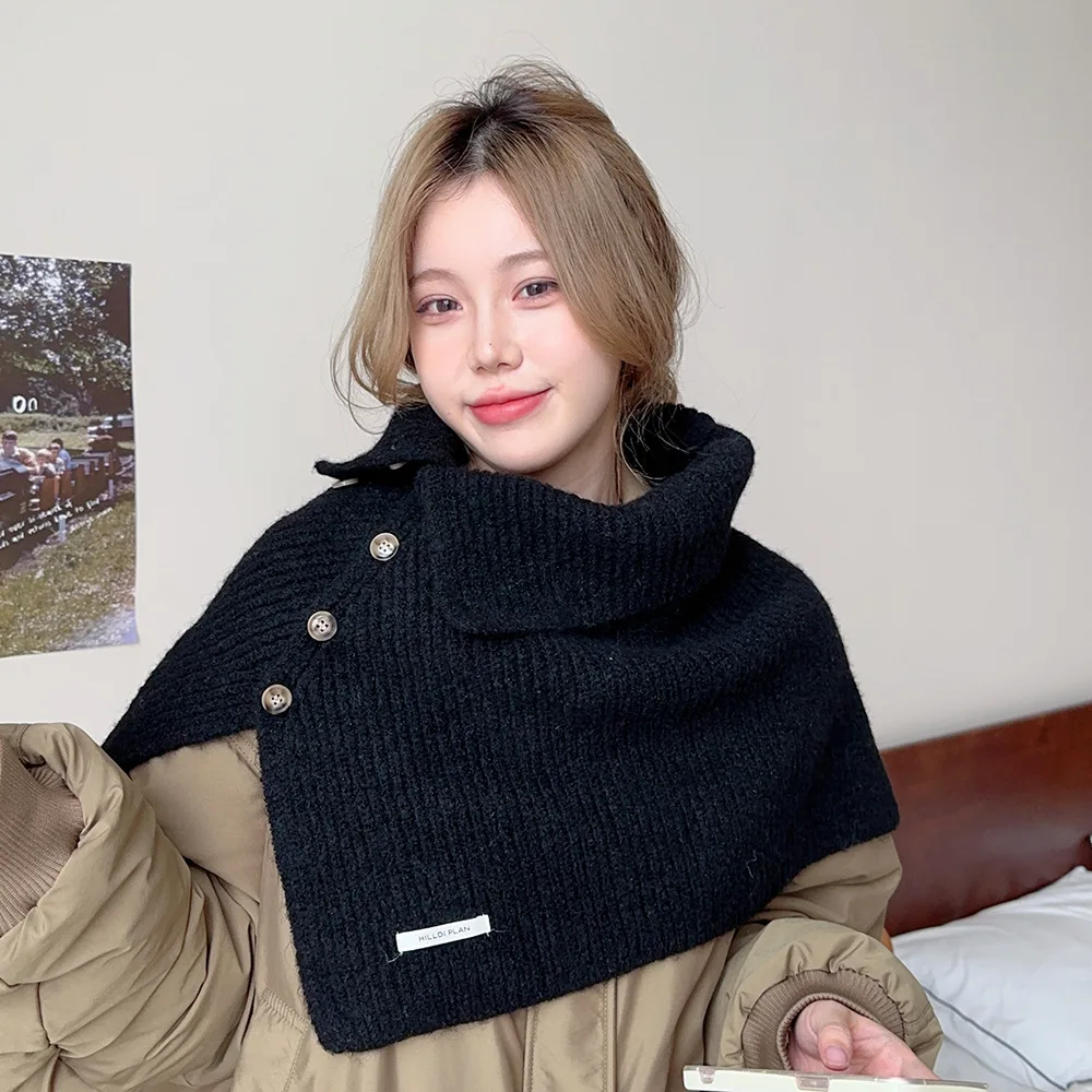 

Womens Button Neck Cape Knit Cloak