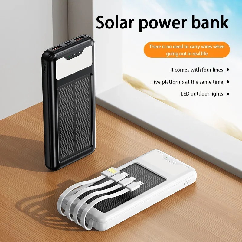 VIVO 200000mAh بنك الطاقة الشمسية سعة فائقة USB 4 in1 شحن سريع للغاية USB نوع C LED ضوء بنك الطاقة في الهواء الطلق آيفون #4