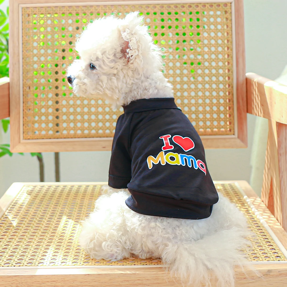 1PC Pet Clothing Dog Spring/Summer Breathable White Black I Love Mom Pullover Comfortable T-shirt For Small Medium Dogs