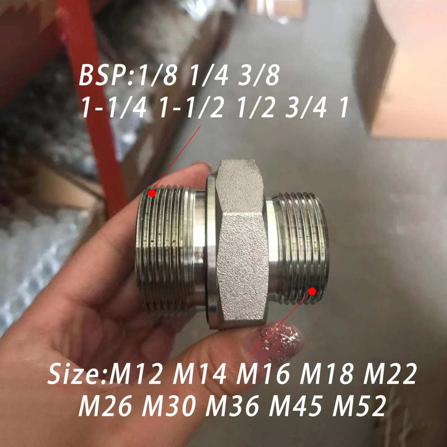 BSP Male to Metric Thread Hydraulic Adapter External Cone Sealing Transition Joint 1/8 1/4 3/8 1/2 3/4 Pipe Pressure Oil Fitting