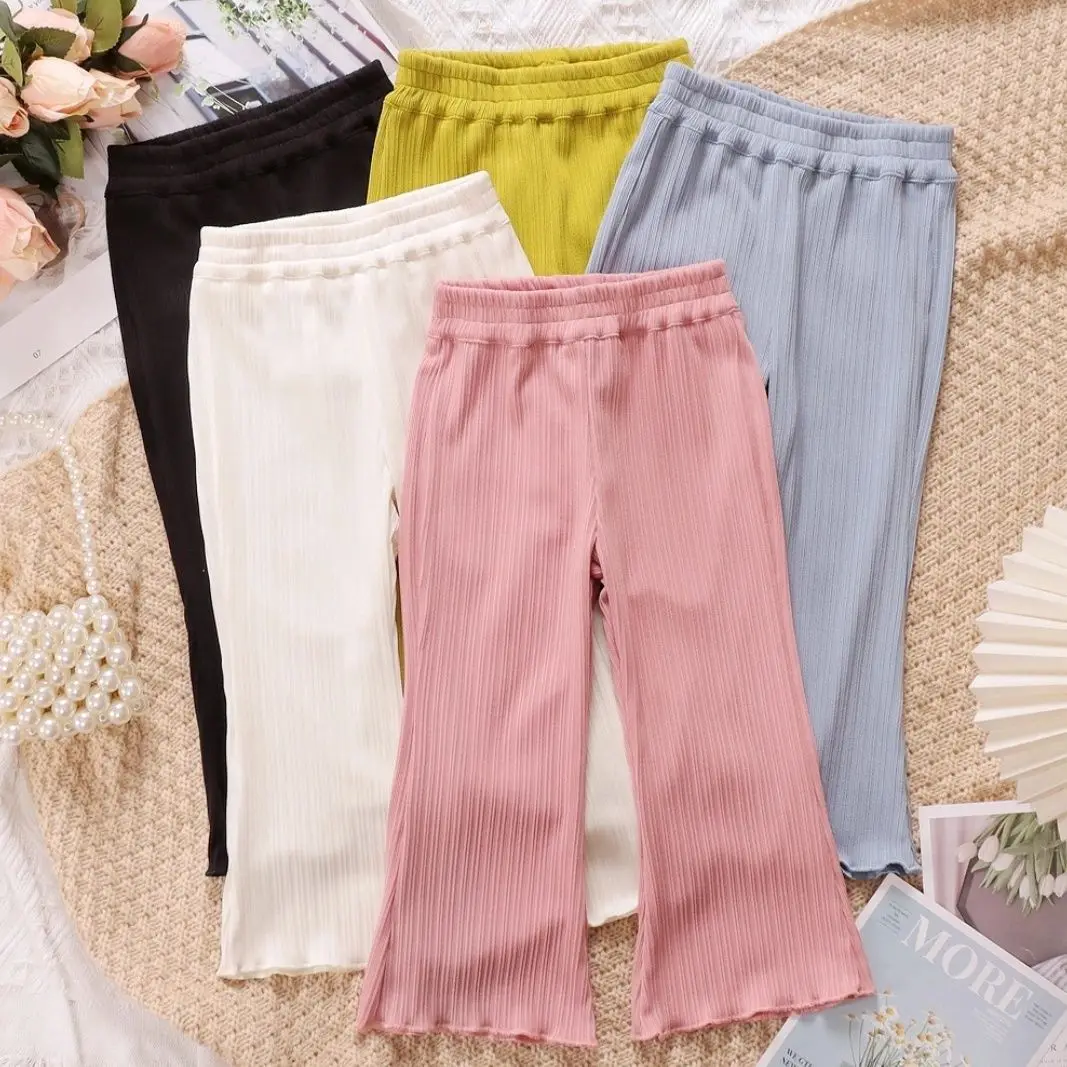 

Kids Flared Pants Summer Thin Ice Silk Long Pants Princess Little Girl Casual Versatile Trendy Pants Children's Casual Pants