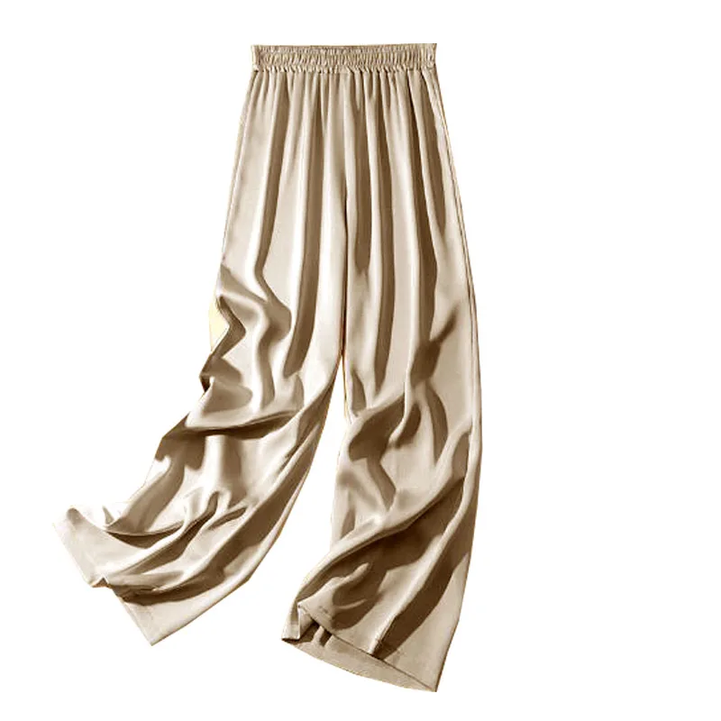 Satin Triacetate Spring Summer Women's Straight Trousers Temperament Elegant and Noble Silky Hanging Pants Large Size Clothing