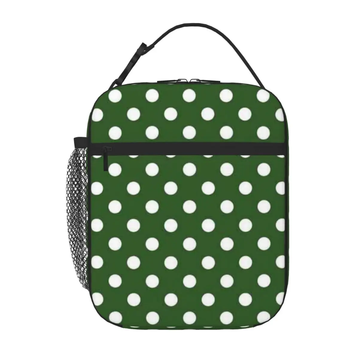 Bestselling Green And White Polka Dot Pattern Rainbow Print Neoprene Lunch Bag Bus Trip Sports Lunch Bag