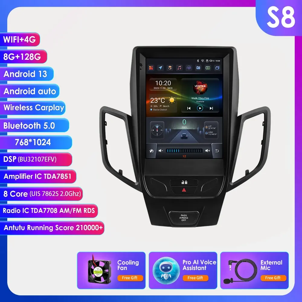 Hizpo 8Core DSP Auto Multimedia Speler voor Ford Fiesta MK7 2009-2016 Carplay 4G Autoradio RDS GPS WiFi AI Intelligente Systemen