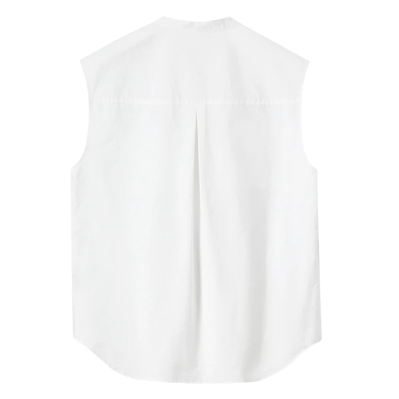 SENTUBILA Commute Stand Collar Shirt for Women 2026 Summer New Minimalist White Sleeveless Blouse Ladies Clothing 152C58807