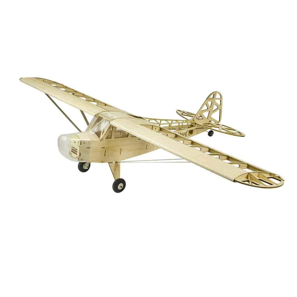 เครื่องบินจำลองไม้บัลซา DW Hobby Piper J3 Cub ขนาดปีก 1200 มม. ของเล่นประกอบเองแบบ RC รุ่น Woodiness Model Wood Plane S23