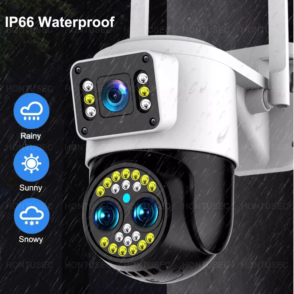 Yoosee 4K 8MP Three Lens Dual Screens 10X Zoom Wifi PTZ Camera Two Way Audio Color Night Vision Outdoor Security Camera System
