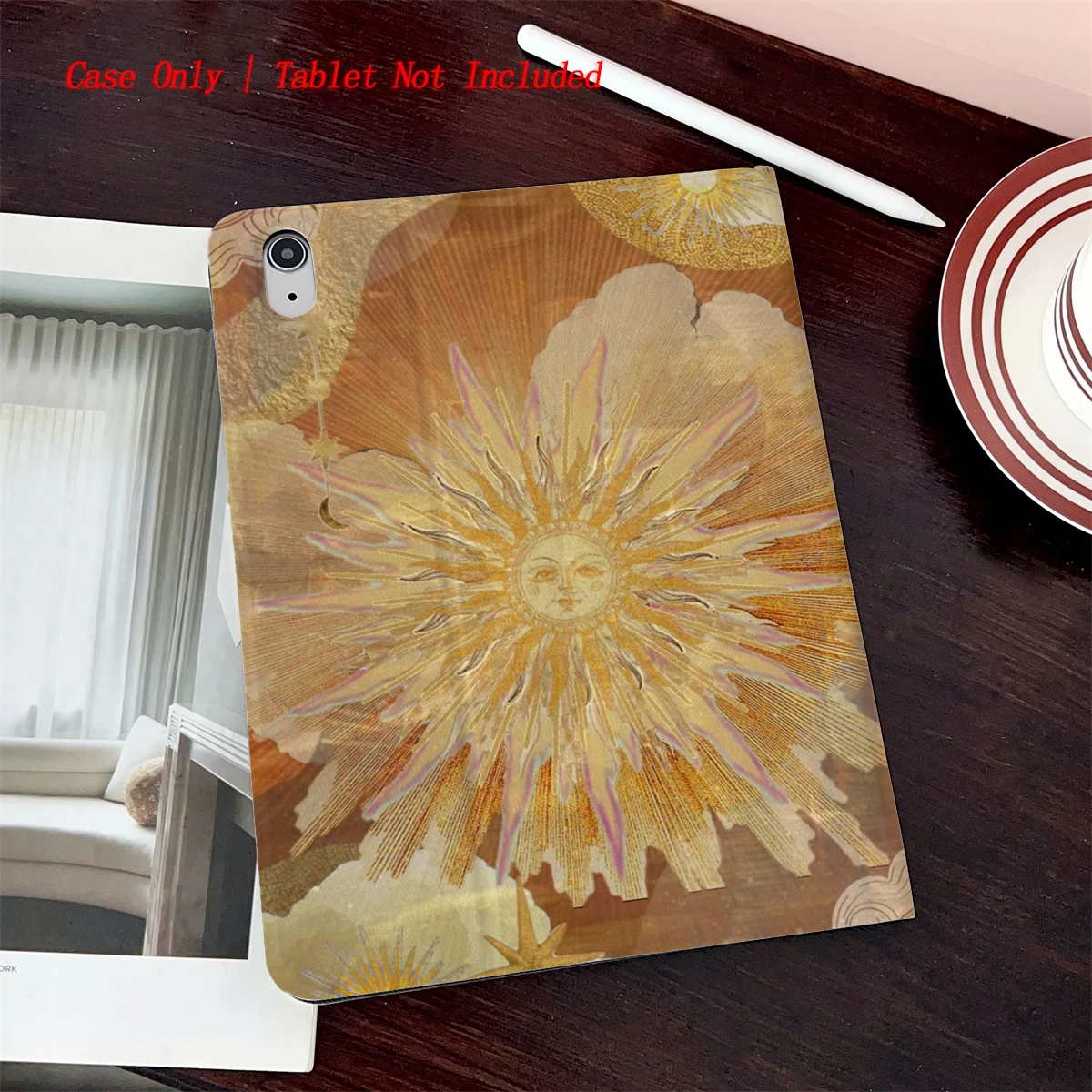 

8 Fresh Style Printed iPad Case, 360° Rotating Stand & Pen Slot,Book Style, Auto Sleep/Wake, Compatible with Various Apple iPads