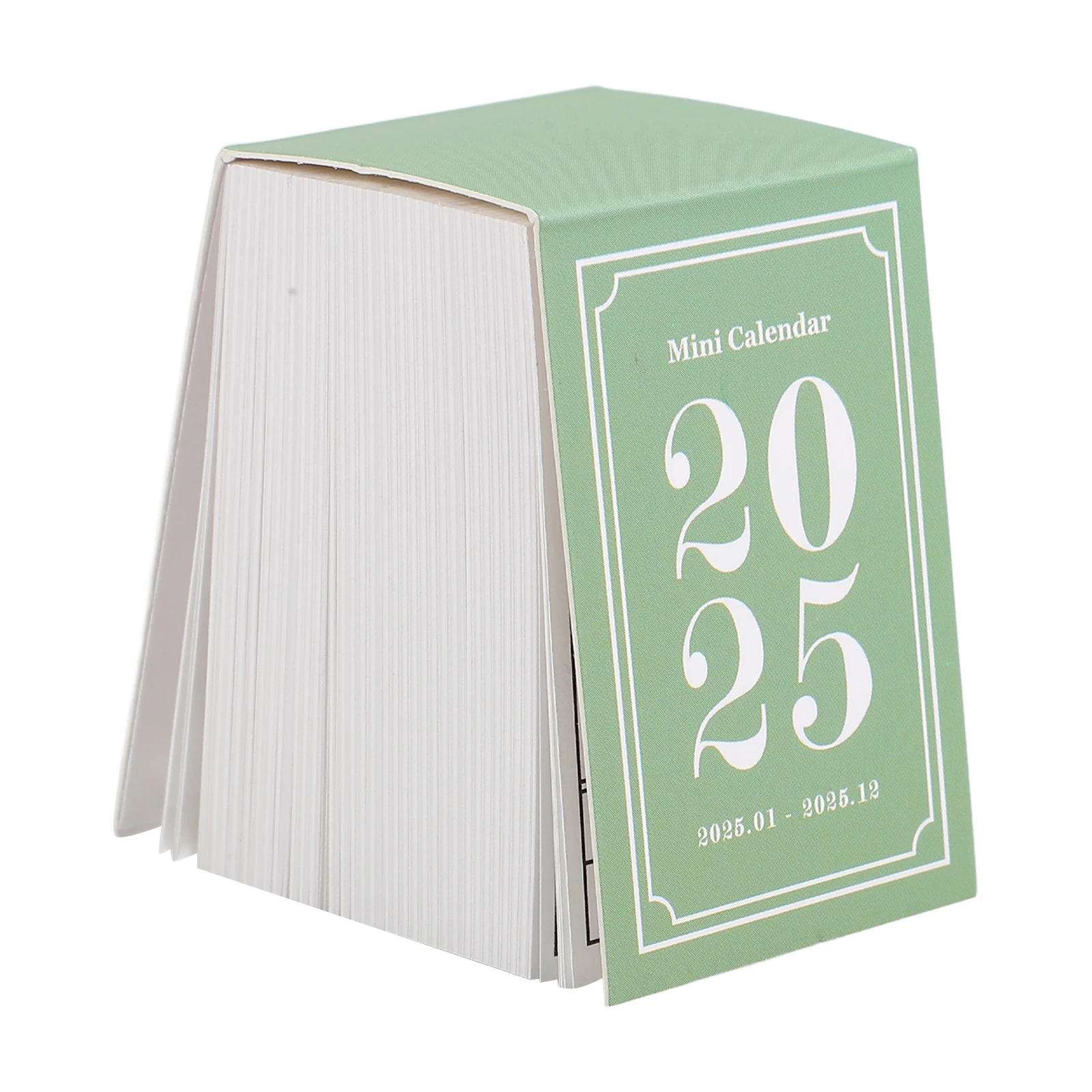Mini Calendar Desktop Standing Green Tear Off 2025 Retro Small Desk Decor Mini Schedule Notepad Paper Material Clear