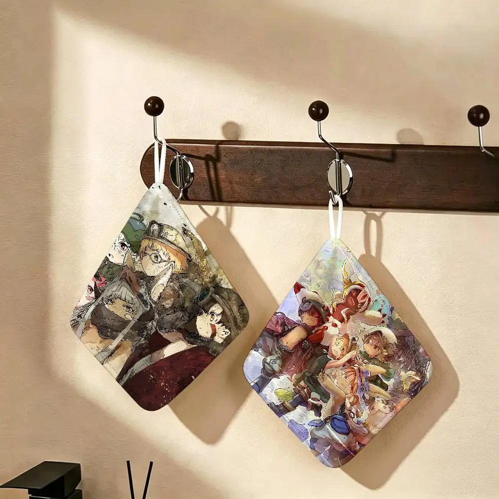 Anime M-Made In Abyss Hanging Style Hand Wiping Towel, Polyester Cotton, Anti-fade For Indoor Kitchen Living Room