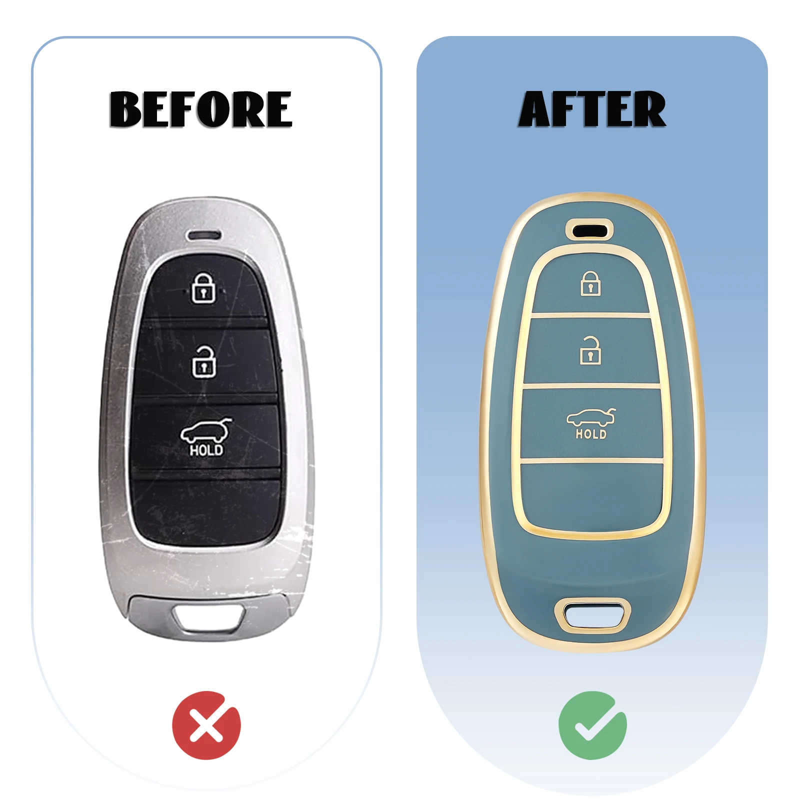 3 Buttons Fob Cover For Hyundai Santa Fe Tucson NEXO NX4 Atos Prime Solaris Car Remote Key Case Cover Auto Accessories view 5