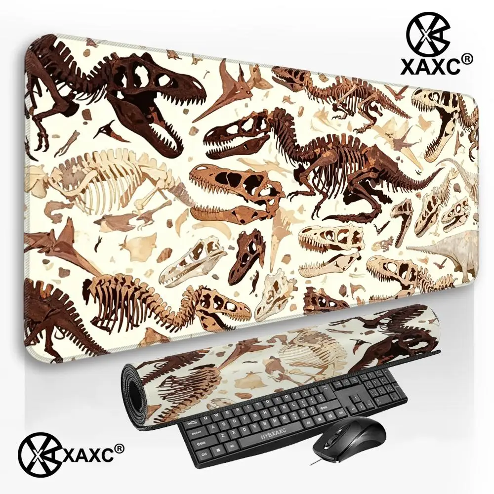 

Large Dinosaur Fossil Patterned Mouse Pad White Beige Anti-Slip Washable Gaming Desk Mat HYBXXC