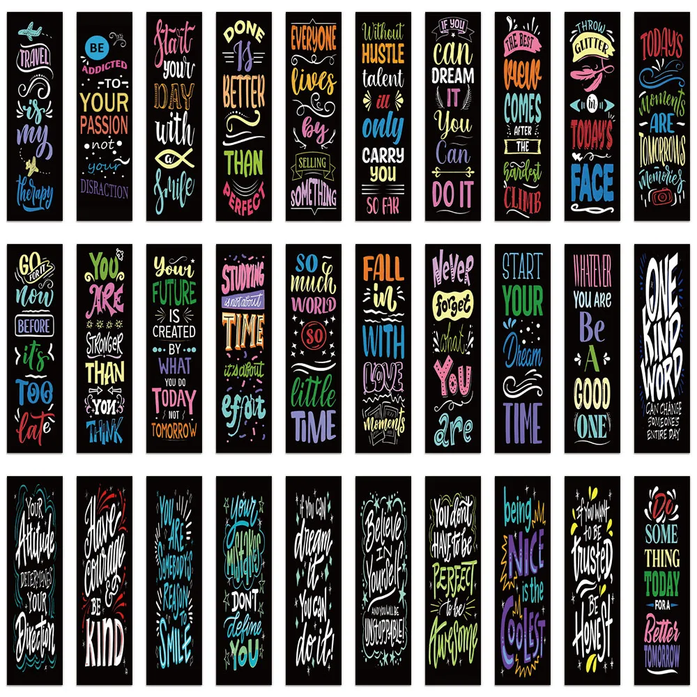 30PCS Inspirational Encouragement Bookmarks Student Books Decoration Reading Label Cards Creative Gifts