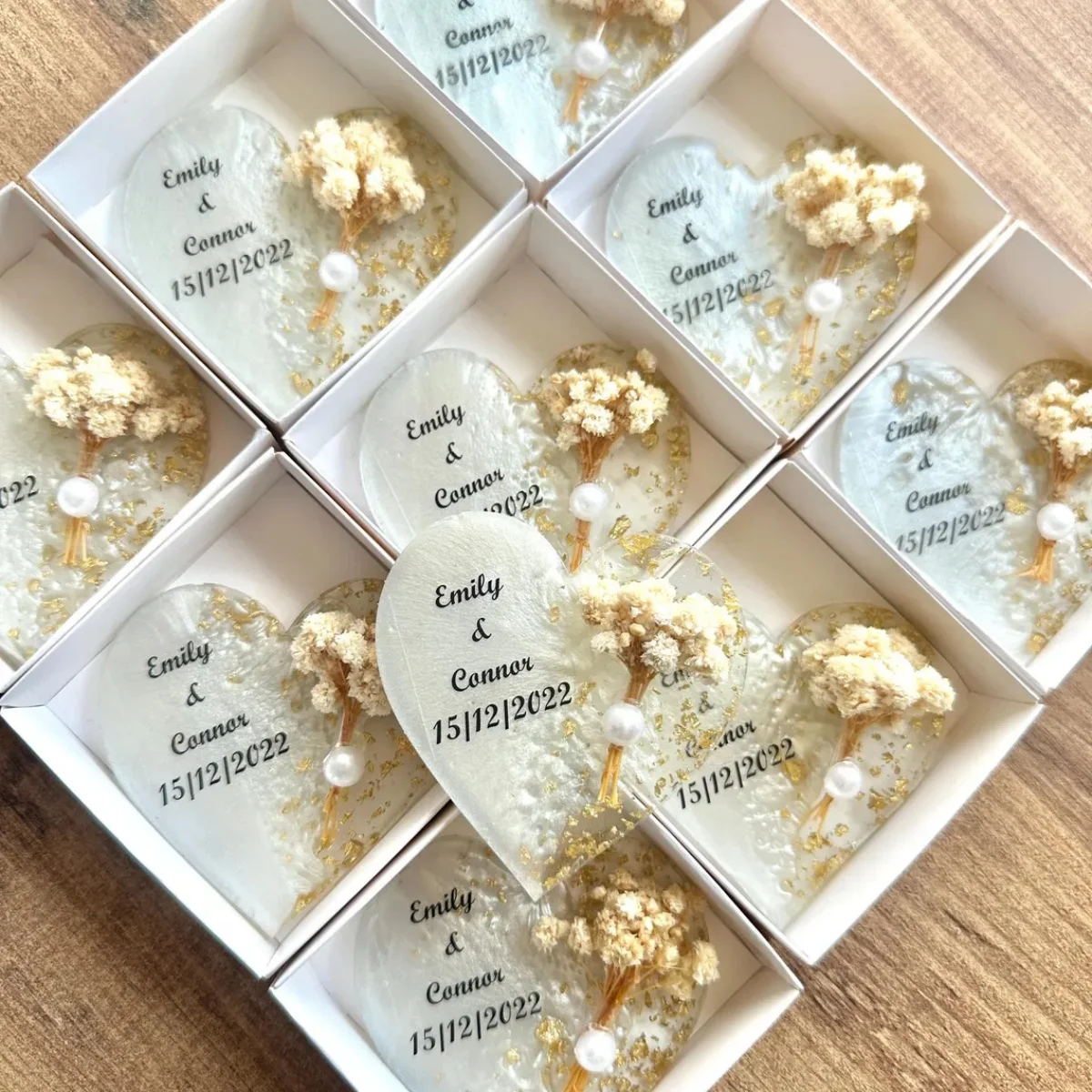 

Персонализированный магнит для гостя, магнит с сухим цветком, исламский подарок, свадебный подарок, эпоксидный магнит с коробкой, свадебный сувенир для